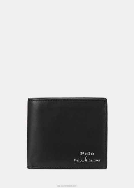 carteira de couro BD6J2393 homens Ralph Lauren preto
