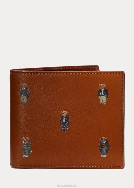 carteira de couro de urso polo BD6J2403 homens Ralph Lauren bronzeado