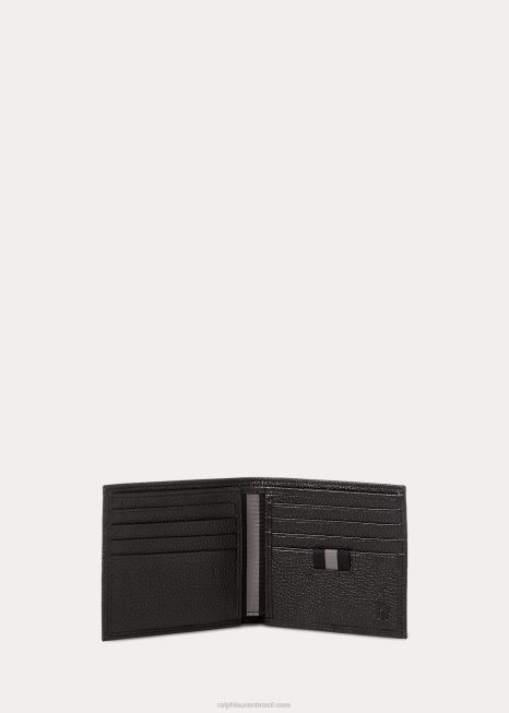 carteira de couro seixo BD6J2569 homens Ralph Lauren preto