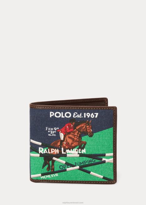 carteira equestre em lona e couro BD6J8750 homens Ralph Lauren marinha de newport