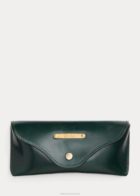 estojo de óculos de couro bridle BD6J2477 homens Ralph Lauren corrida britânica verde