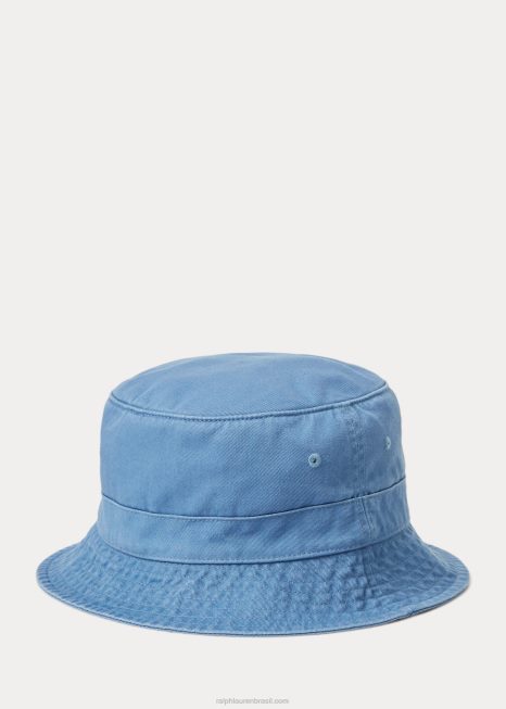 chapéu de balde de algodão chino BD6J2292 homens Ralph Lauren nimes azul