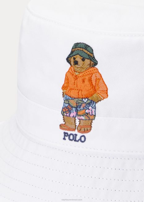 gorro de sarja de ursinho polo BD6J2446 homens Ralph Lauren branco