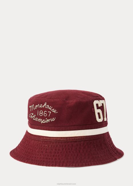 o chapéu de balde da coleção morehouse BD6J2632 homens Ralph Lauren creme guia/rubi rico