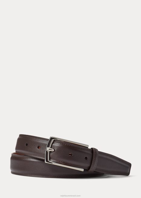 cinto de bezerro BD6J9010 homens Ralph Lauren marrom escuro