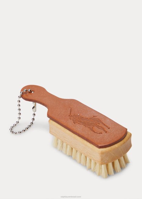 cinto de couro com fivela de latão BD6J2553 homens Ralph Lauren castanho-avermelhado