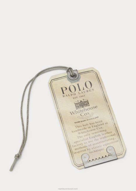 cinto de couro com fivela de latão BD6J2553 homens Ralph Lauren castanho-avermelhado