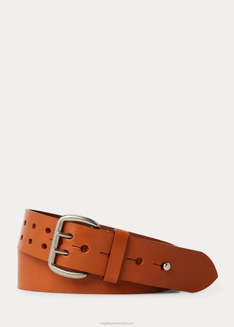 cinto de couro duplo BD6J2335 homens Ralph Lauren bronzeado