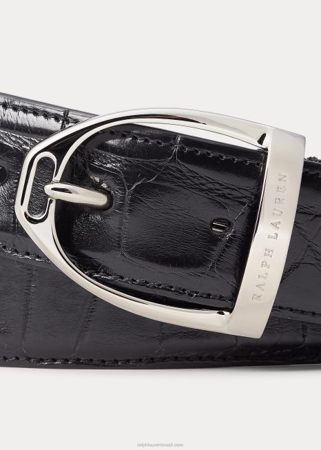 cinto de jacaré BD6J9024 homens Ralph Lauren preto