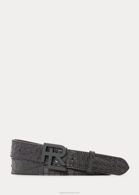 rl cinto jacaré BD6J9035 homens Ralph Lauren preto