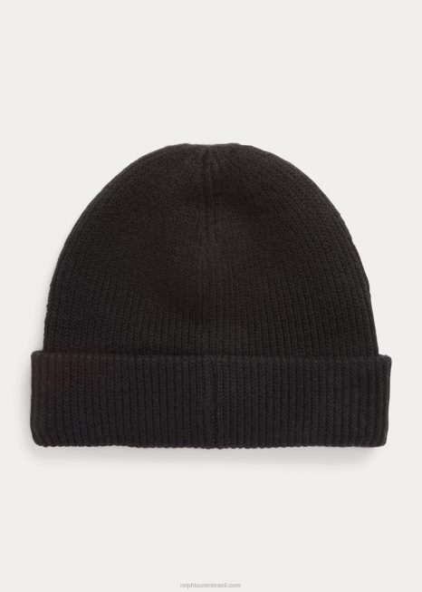 gorro de malha canelada assinatura pônei BD6J2445 homens Ralph Lauren preto