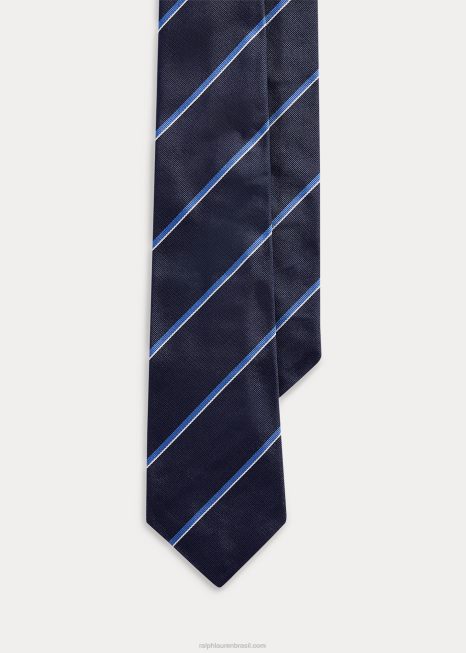 gravata repp de seda listrada BD6J2677 homens Ralph Lauren azul-marinho