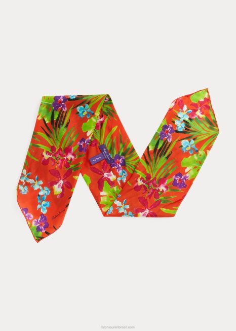 lenço de seda floral BD6J8940 homens Ralph Lauren laranja