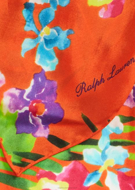 lenço de seda floral BD6J8940 homens Ralph Lauren laranja