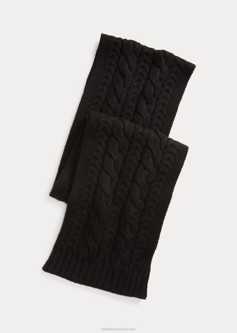 cachecol de cashmere tricotado BD6J9004 homens Ralph Lauren preto