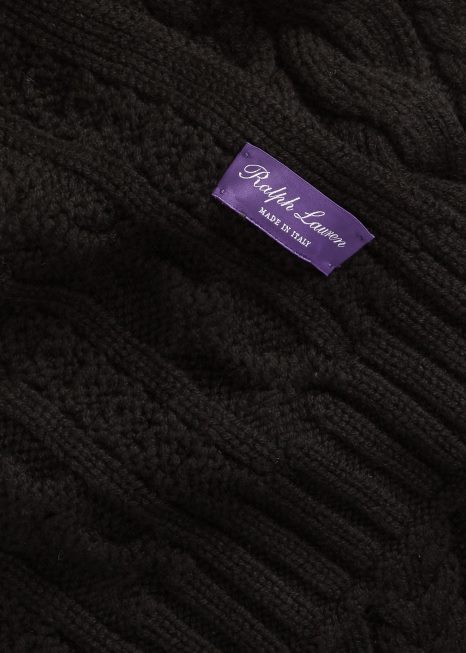 cachecol de cashmere tricotado BD6J9004 homens Ralph Lauren preto