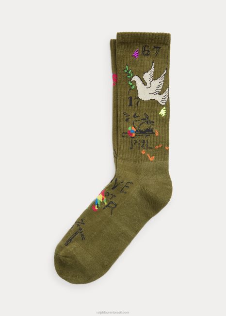meias com desenho de pomba incompatíveis BD6J2373 homens Ralph Lauren