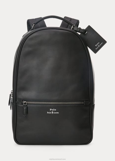 mochila de couro BD6J2237 homens Ralph Lauren preto