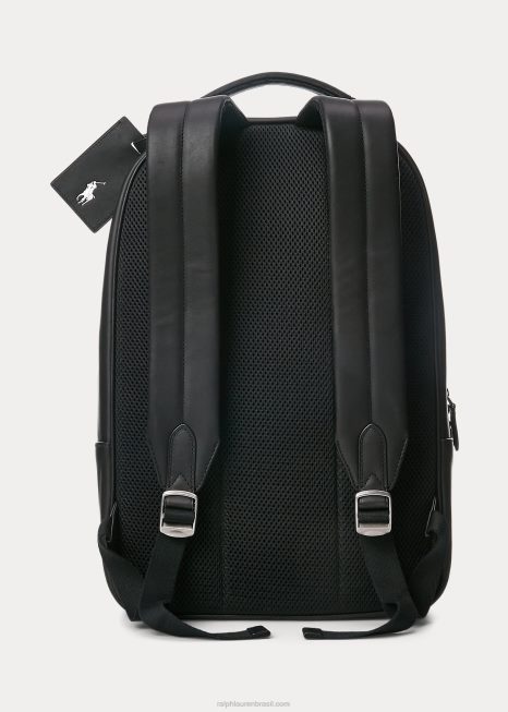 mochila de couro BD6J2237 homens Ralph Lauren preto
