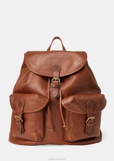 mochila de couro tradicional BD6J2333 homens Ralph Lauren selim
