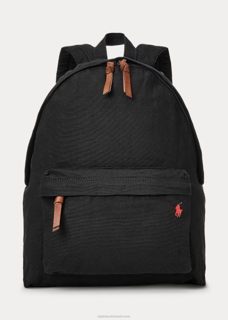 mochila de lona BD6J2386 homens Ralph Lauren preto