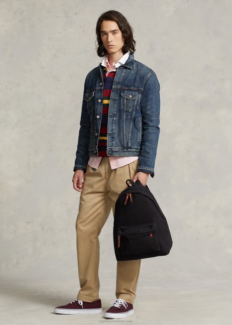mochila de lona BD6J2386 homens Ralph Lauren preto