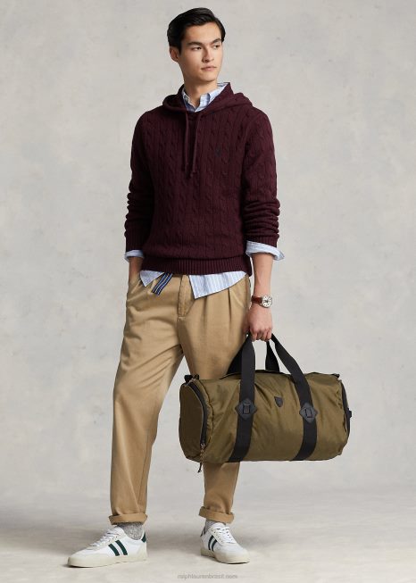 mochila de lona BD6J2555 homens Ralph Lauren Oliva