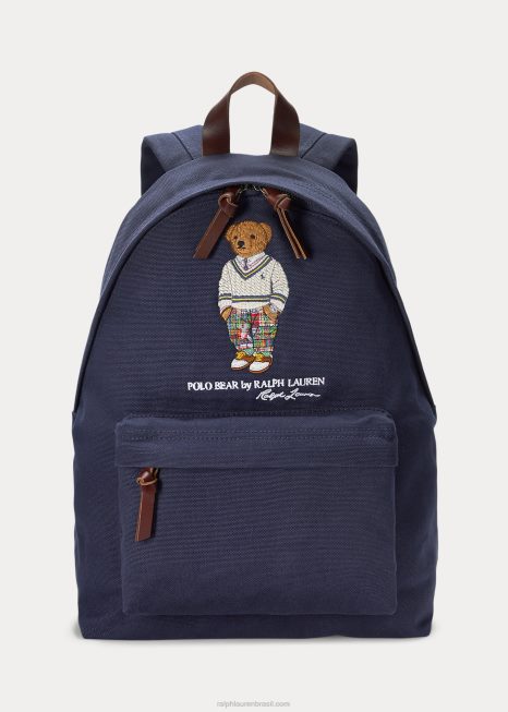 mochila de lona de urso polo BD6J2398 homens Ralph Lauren marinha de newport