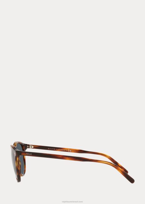 óculos de sol panto BD6J2589 homens Ralph Lauren havana listrada brilhante