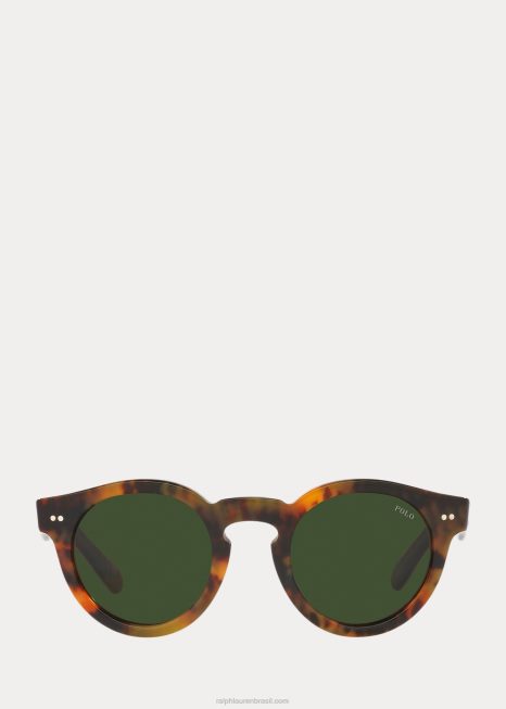óculos de sol panto xadrez BD6J8757 homens Ralph Lauren jerry brilhante havana