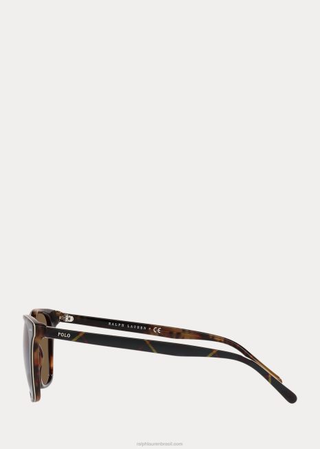 óculos de sol quadrados xadrez BD6J8758 homens Ralph Lauren vestido brilhante gordon