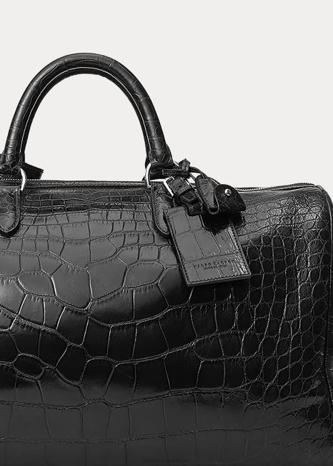 bolsa boston jacaré BD6J9011 homens Ralph Lauren preto