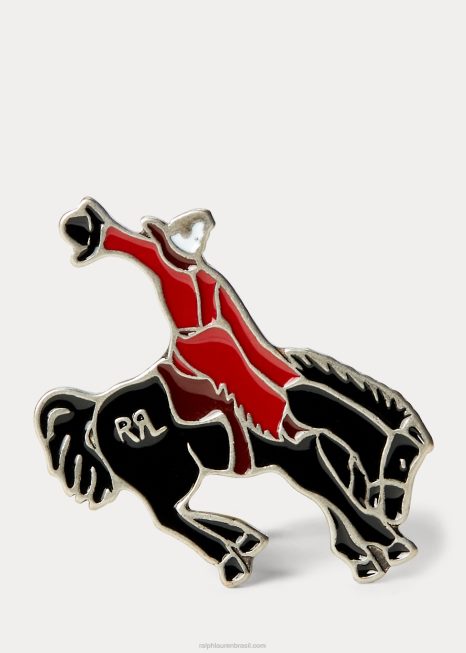 pino esmaltado de rodeio BD6J8889 homens Ralph Lauren vermelho/preto/prata