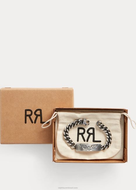 pulseira de identificação de prata esterlina feita à mão BD6J8883 homens Ralph Lauren prata