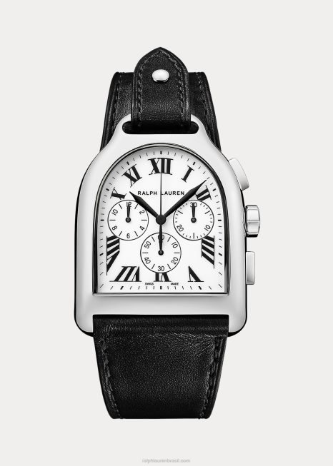 grande aço cronógrafo BD6J2807 homens Ralph Lauren mostrador branco com crono