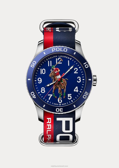 polo esporte relógio mostrador azul BD6J5557 homens Ralph Lauren