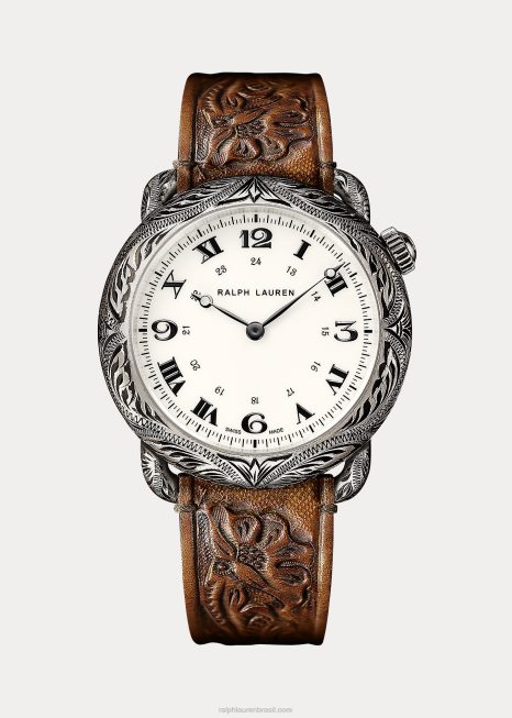 prata de lei gravada redonda de 45 mm BD6J2836 homens Ralph Lauren