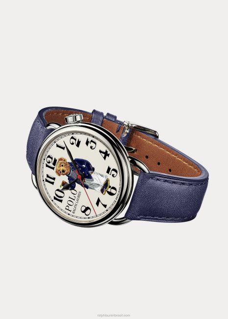 relógio de pulso urso riviera BD6J2802 homens Ralph Lauren mostrador branco