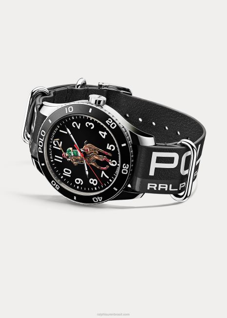 relógio polo esporte mostrador preto BD6J9741 homens Ralph Lauren
