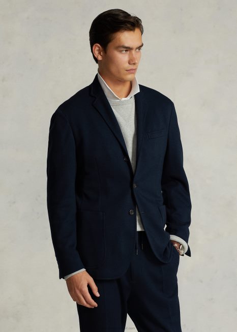 blazer piquet malha macia polo BD6J1154 homens Ralph Lauren marinha