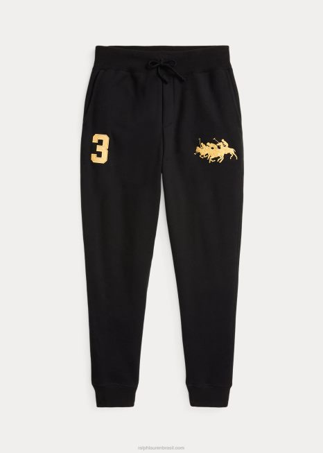 calça jogger de lã triplo pônei BD6J1899 homens Ralph Lauren preto