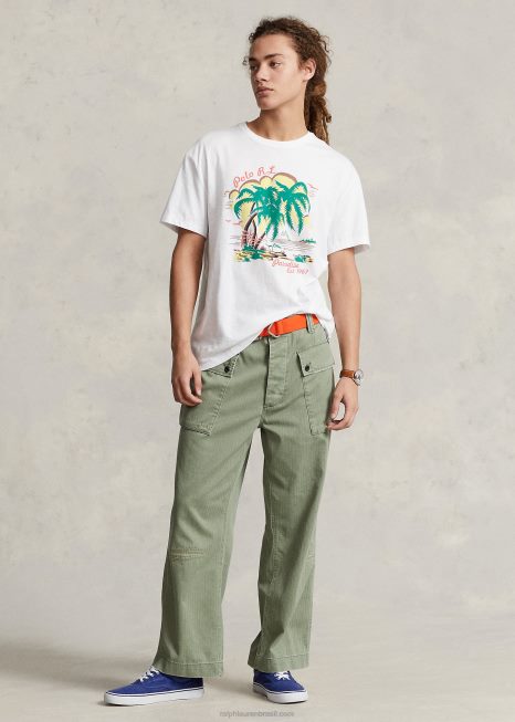 calça cargo folgada BD6J1121 homens Ralph Lauren luz verde