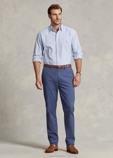calça chino de ajuste clássico elástico BD6J1861 homens Ralph Lauren marinha clara