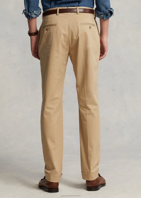 calça chino elástica BD6J717 homens Ralph Lauren monumento bronzeado