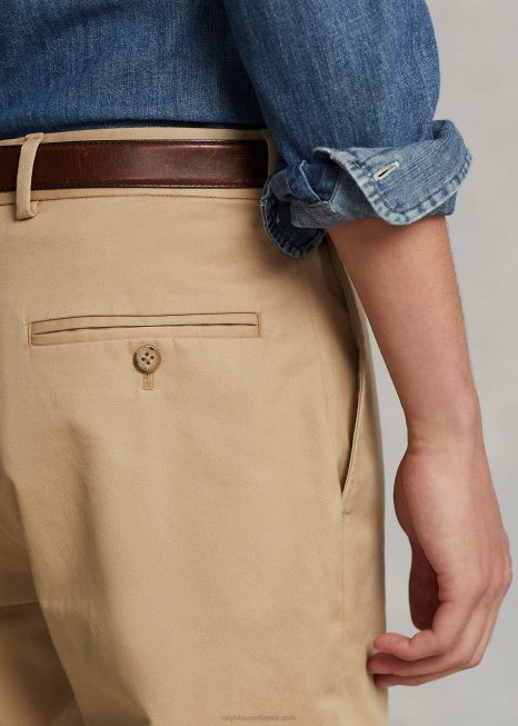 calça chino elástica BD6J717 homens Ralph Lauren monumento bronzeado