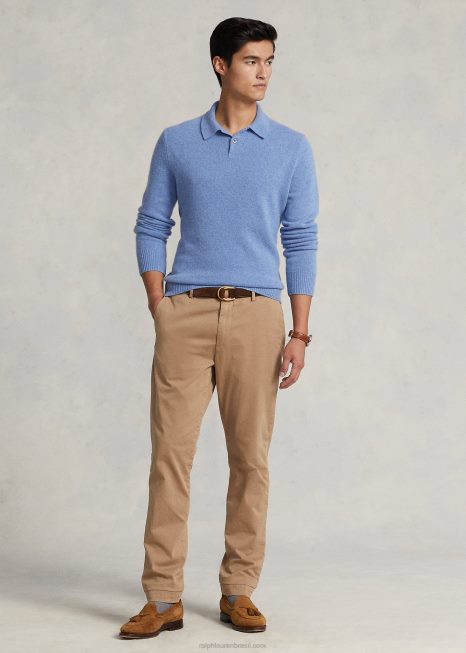calça de cetim jarrett slim fit BD6J668 homens Ralph Lauren colina caqui