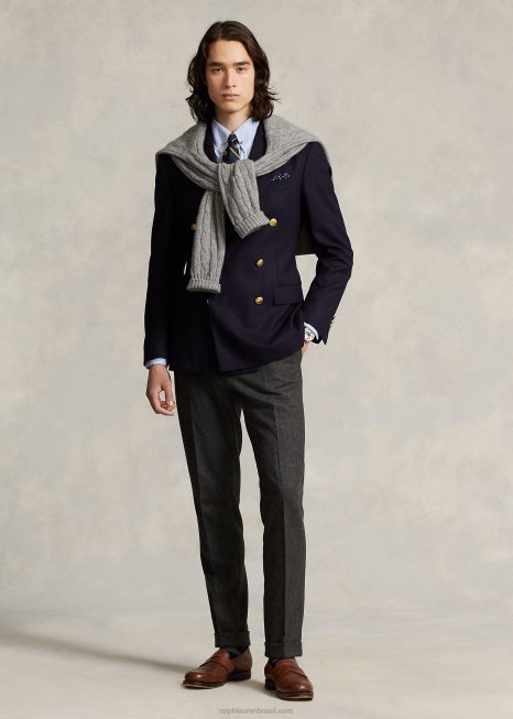 calça de flanela elástica BD6J8662 homens Ralph Lauren cinza