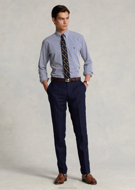 calça de linho BD6J1075 homens Ralph Lauren marinha