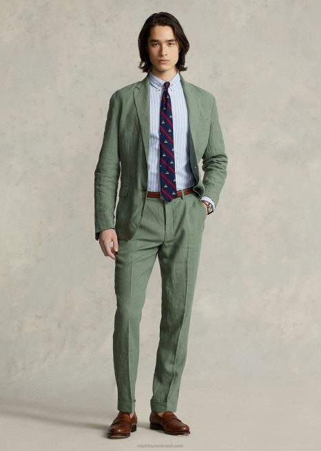 calça de linho BD6J1076 homens Ralph Lauren carga verde