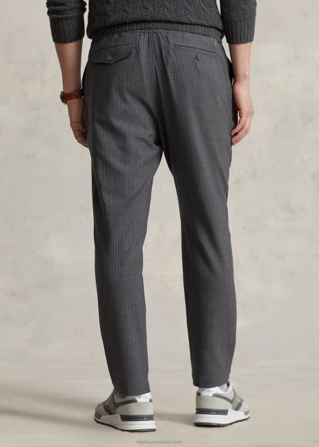 neale prepster calça cônica clássica BD6J858 homens Ralph Lauren risca de giz cinza